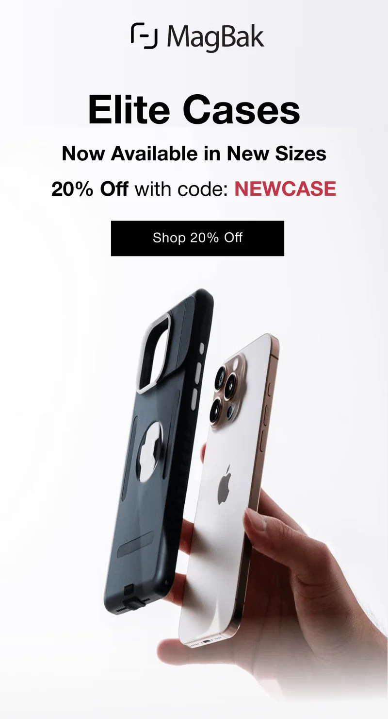 Elite Cases Now Available in New Sizes 20% Off with code: discount code