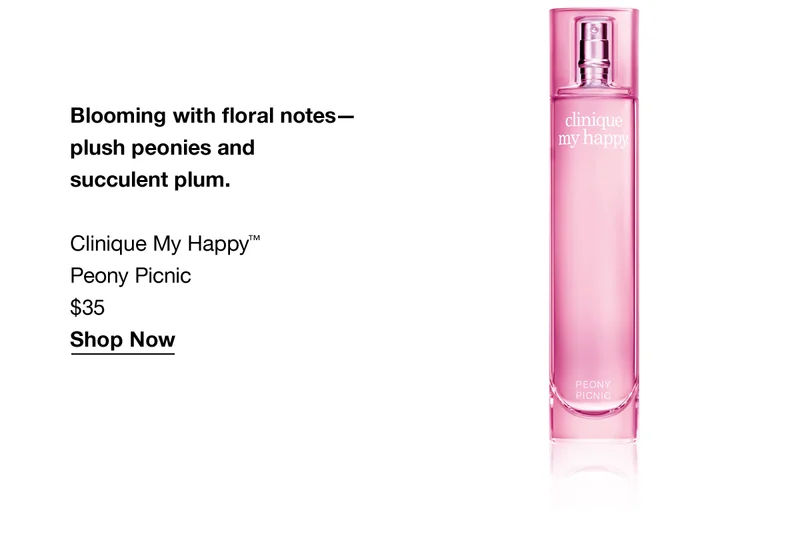 Blooming with floral notes-plush peonies and succulent plum. Clinique My Happy™ Peony Picnic $35 Shop Now