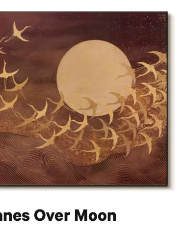 Cranes Over Moon
