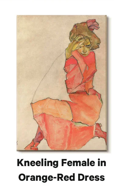 Kneeling Female in Orange-Red Dress