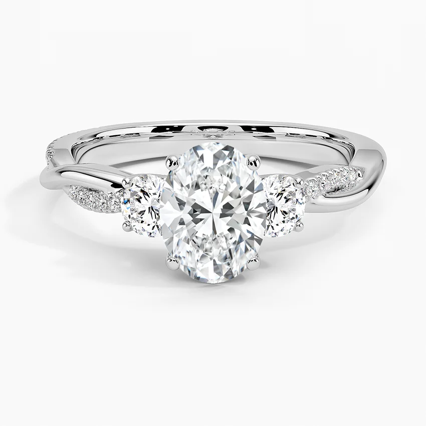 Petite Twisted Vine Three Stone Diamond Ring