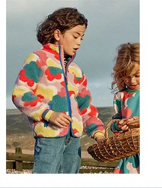 Zip Through Printed Fleece - Multi Rainbow Clouds