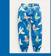 Printed Cosy Relaxed Joggers - Directoire Blue Seagulls