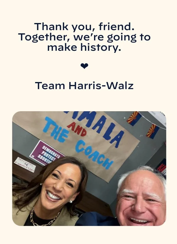 Thank you. Together, we’re going to make history. ❤️🤍💙 Team Harris-Walz