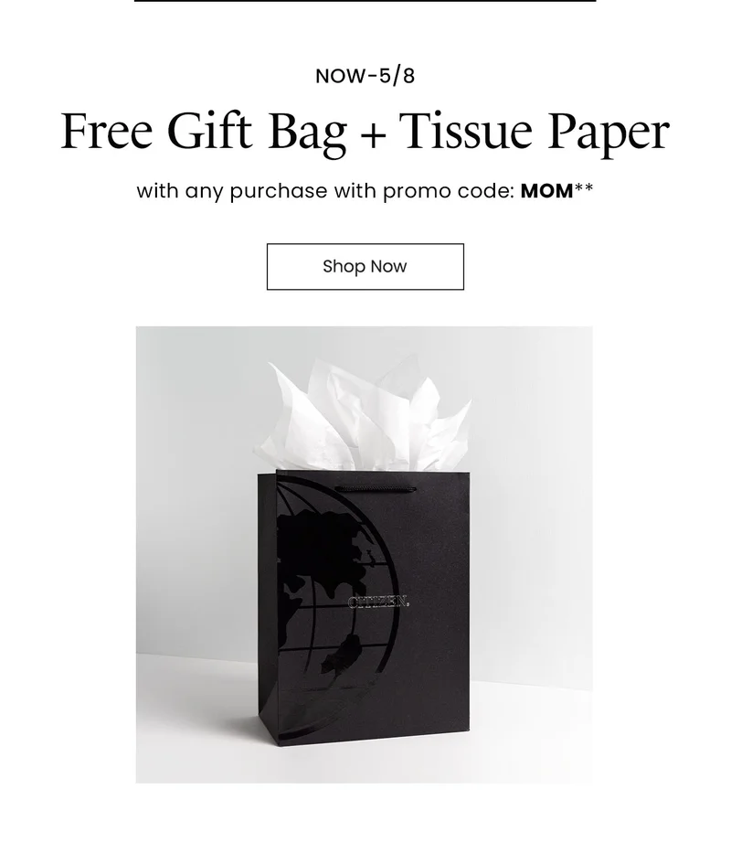 Free Gift Bag + Tissue Paper with any purchase with promo code: MOM**