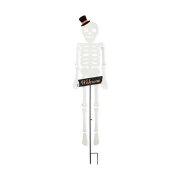 Glitzhome 60"H Halloween Metal Dangling Skeleton Garden Stake