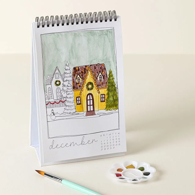 Year of Guided Watercolor Painting Desk Calendar