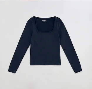Classic Seamless Long Sleeve Top - Navy Blue