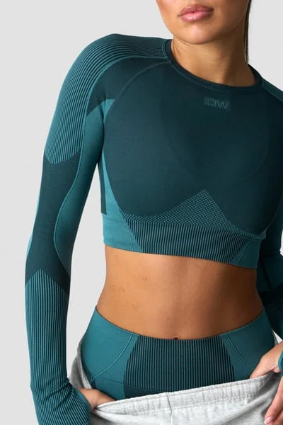 Image of Sculpt Seamless Long Sleeve W Contrast Teal