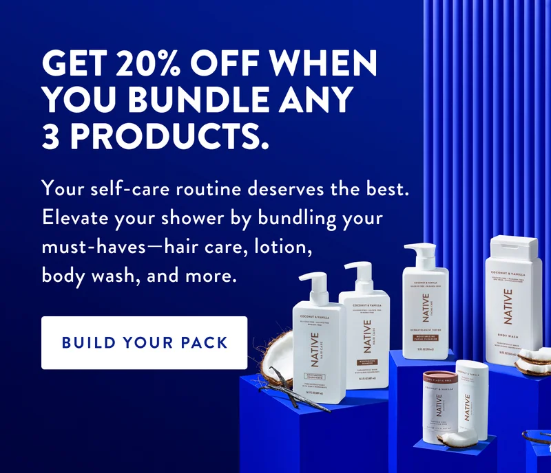 GET 20% OFF WHEN YOU BUNDLE ANY 3 PRODUCTS. | Your self-care routine deserves the best. Elevate your shower by bundling your must-haves-hair care, lotion, body wash, and more. | BUILD YOUR PACK