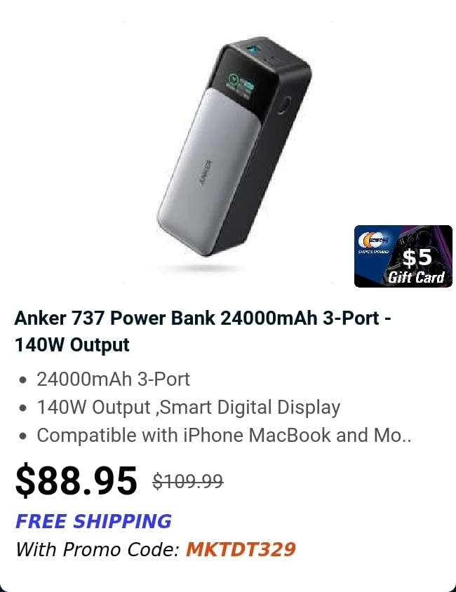 Anker 737 Power Bank 24000mAh 3-Port - 140W Output