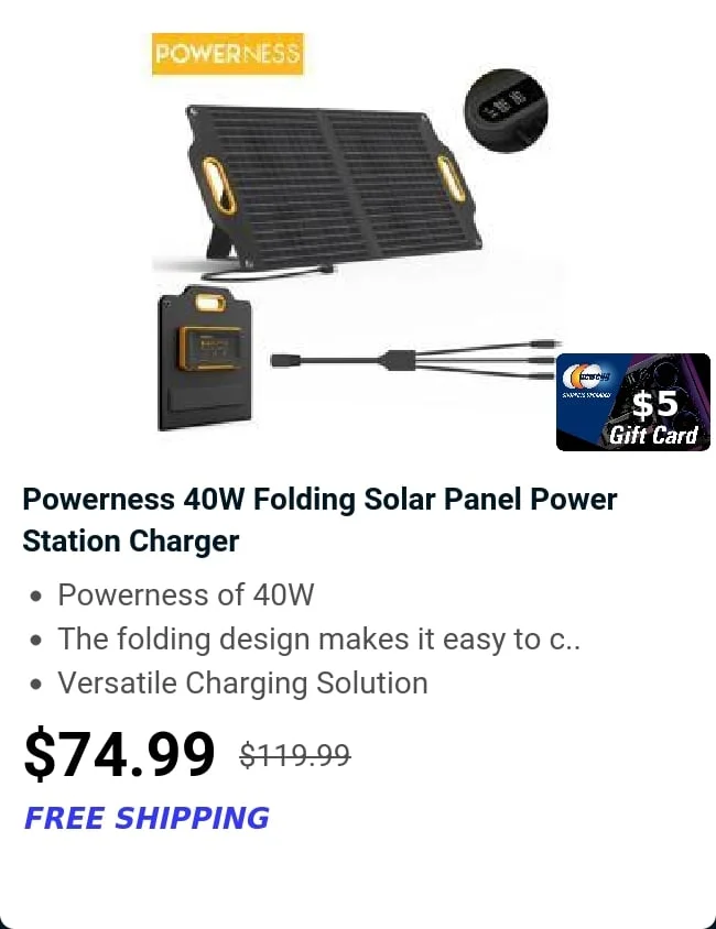 Powerness 40W Folding Solar Panel Power Station Charger