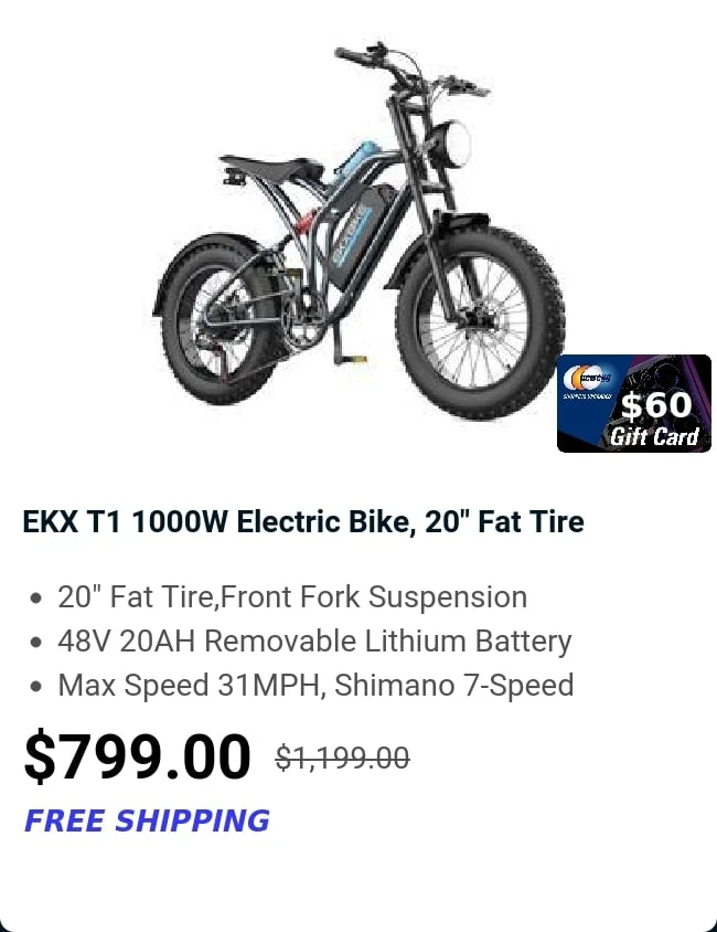 EKX T1 1000W Electric Bike, 20