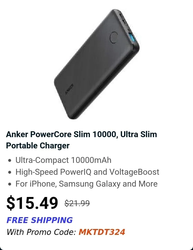 Anker PowerCore Slim 10000, Ultra Slim Portable Charger
