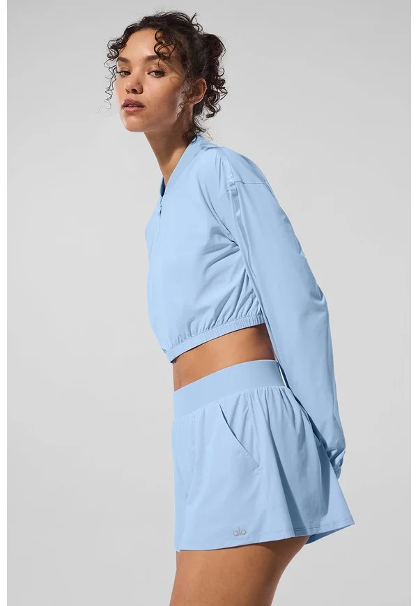 Cropped Breezy Full-Zip Cover Up - Seashell Blue - Seashell Blue / S