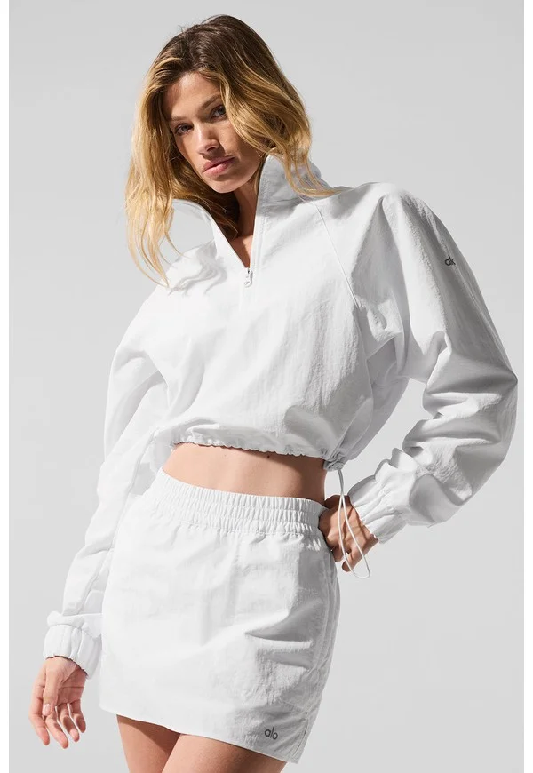 Cropped 1/4 Zip Alumni Pullover - White - White / S