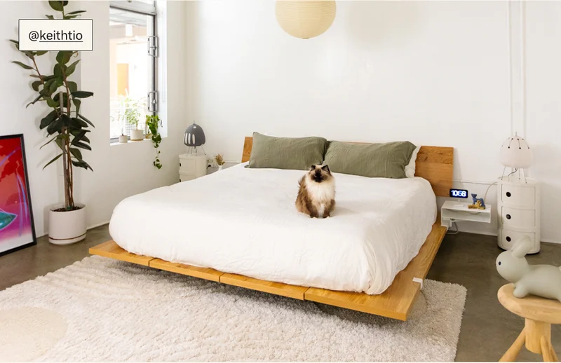 The Bed Frame with Bedside Table Add-On, styled by @keithtio