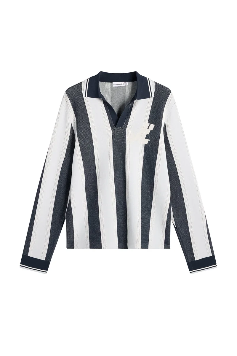 Image of Silas Stripe Polo Knit / Skywriting
