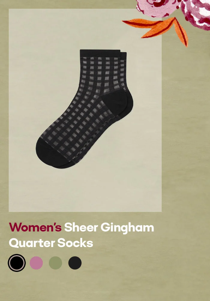 Women's Sheer Gingham Quarter Sock