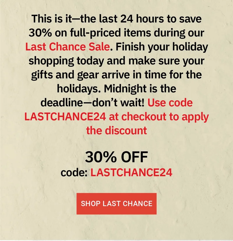 Last Chance Sale 30% OFF