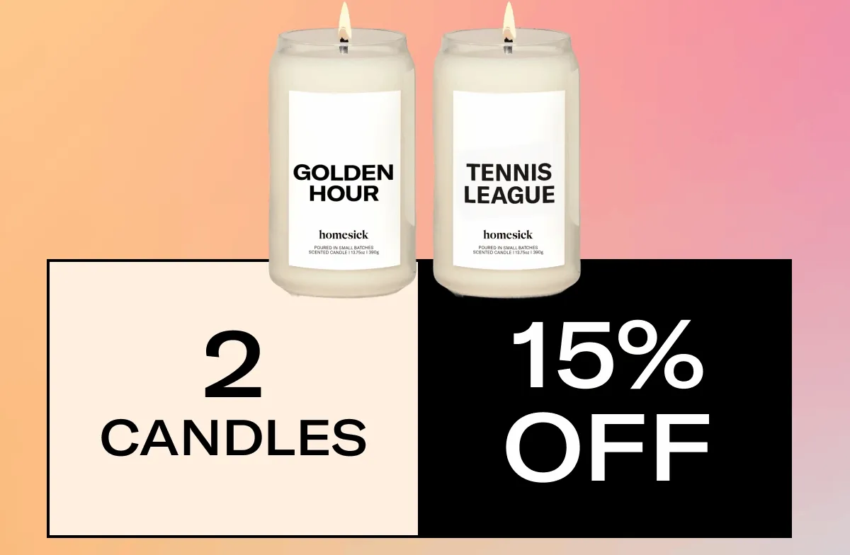 2 candles 15% off | 3 candles 20% off | 4 candles 25% off