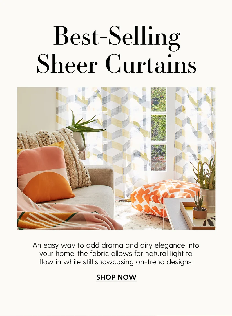 Best-Selling Sheer Curtains | An easy way to add drama and airy elegance into your home, the fabric allows for natural light to flow in while still showcasing on-trend designs. | Shop Now