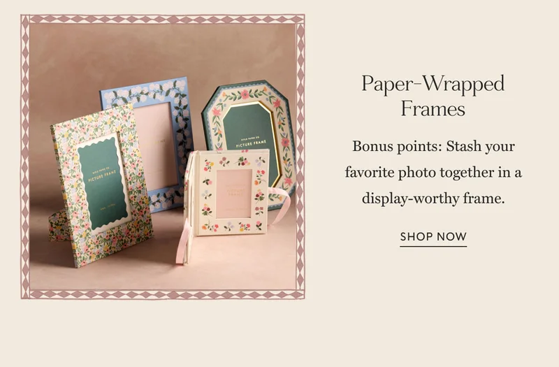 Paper-Wrapped Frames Bonus points: Stash your favorite photo together in a display-worthy frame. Shop now