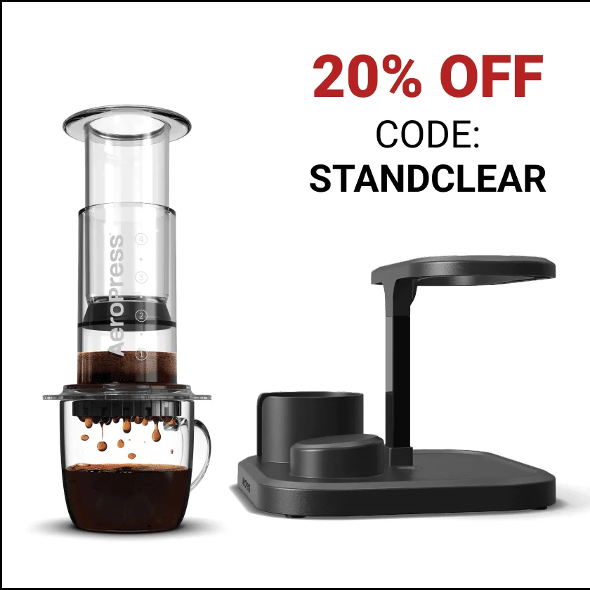 AeroPress Clear Coffee Maker & Organizer Stand Bundle