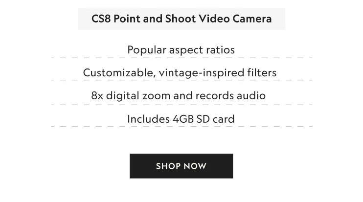 CS8 Point and Shoot Video Camera