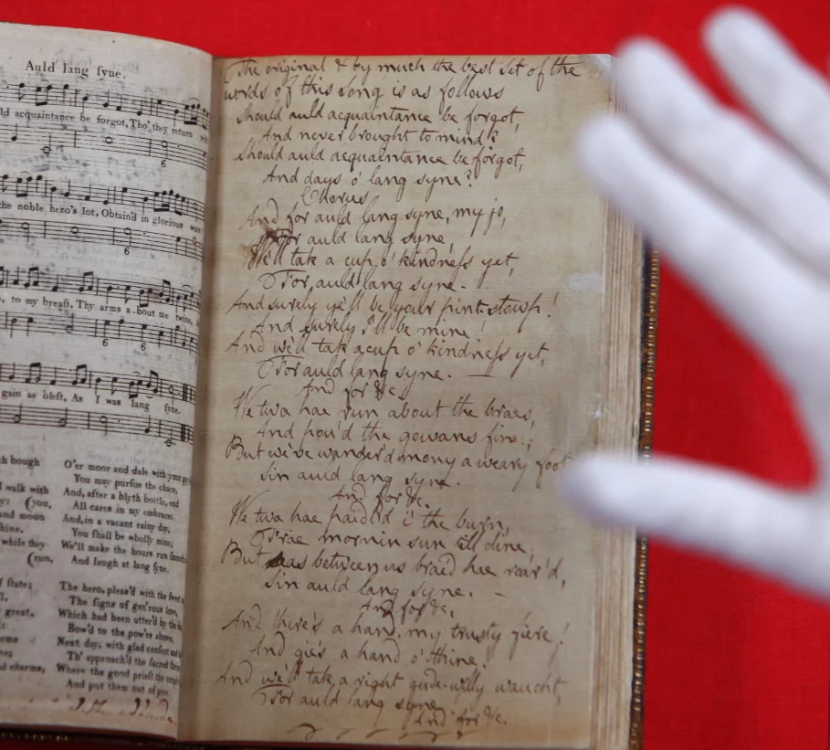 It wouldn't be New Year's Eve without 'Auld Lang Syne'—and we have legendary Scottish poet Robert Burns to thank for it. He wrote the poem and fine-tuned the melody for the traditional song. His original manuscript is seen here up for auction.