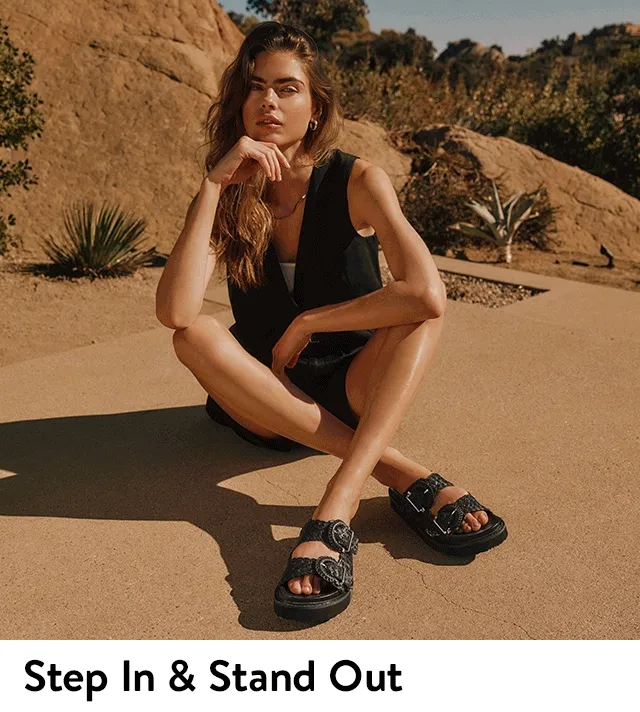 Women wearing textured sandals.