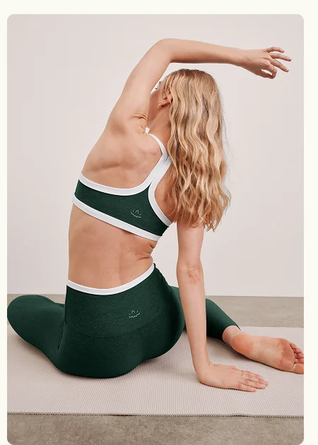 Spacedye Outlines Bra in Dark Spruce Green Heather/Cloud White