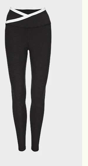 Spacedye Outlines High Waisted Midi Legging in Darkest Night/Cloud White
