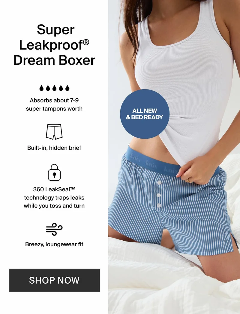 Super Leakproof Dream Boxer. ALL NEW & BED READY. SHOP NOW