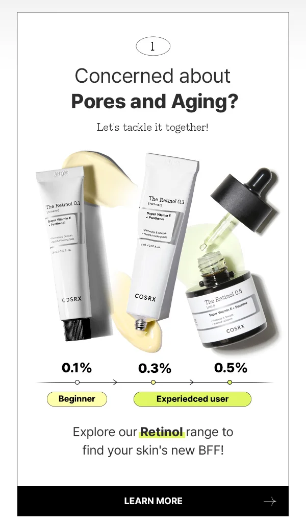 Concerned about Pores and Aging? Explore our Retinol range to find your skin's new BFF!