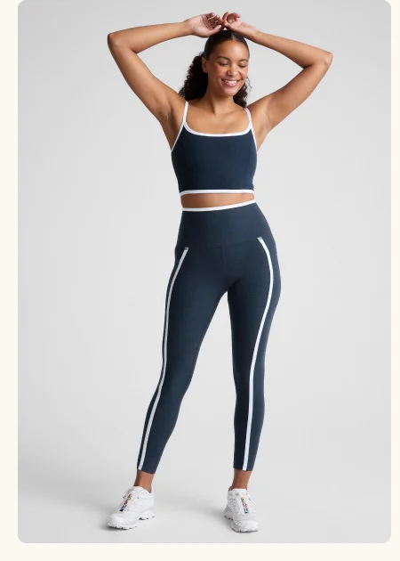 Spacedye New Moves High Cropped Tank in Nocturnal Navy/Cloud White