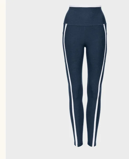 Spacedye New Moves High Waisted Midi Legging in Nocturnal Navy/Cloud White