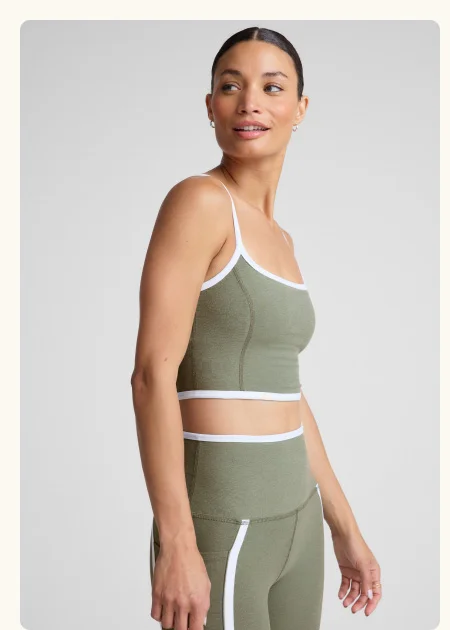 Spacedye New Moves High Cropped Tank in Grey Sage/Cloud White