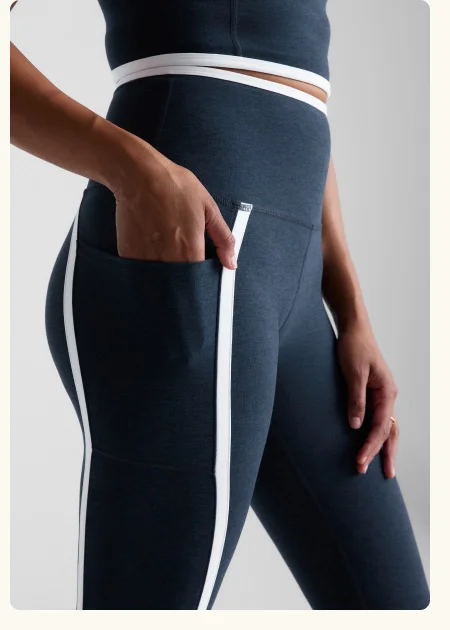 Spacedye New Moves High Waisted Midi Legging in Nocturnal Navy/Cloud White