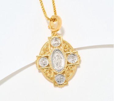 David Markstein Bronze Scapular Cross Enhancer w/ 22" Chain