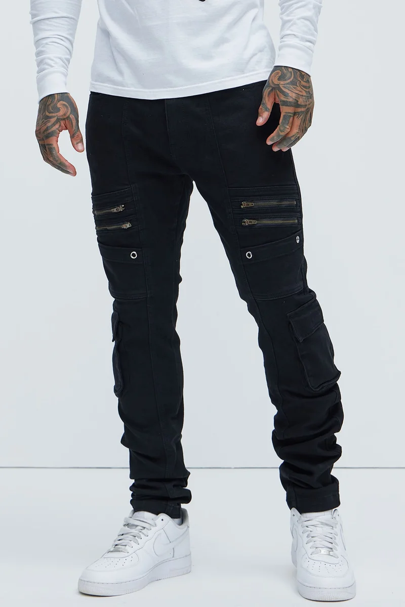 Image of Johnny Vintage Skinny Cargo Jeans - Black