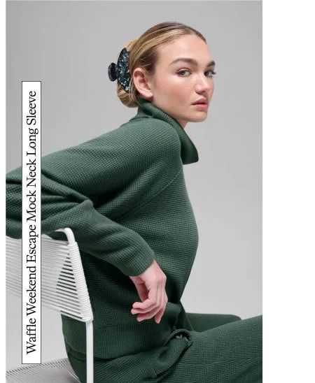 Waffle Weekend Escape Mock Neck Long Sleeve