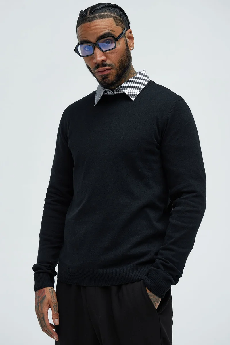 Image of Cozy and Cool Crewneck Sweater - Black