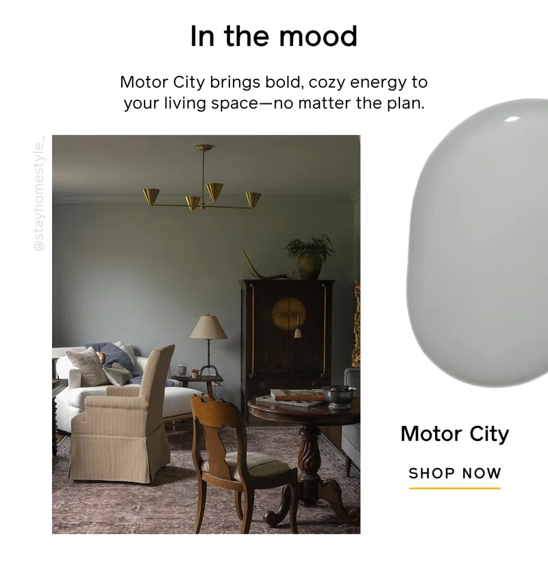 In the mood. Motor City brings bold, cozy energy to your living space—no matter the plan. Motor City SHOP NOW