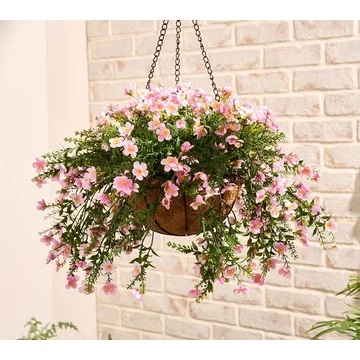 Garden Reflections 18" Faux Bacopa Flower Hanging Basket