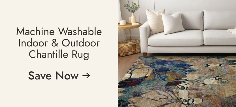 Machine Washable Indoor/ Outdoor Modern Floral Chantille Rug