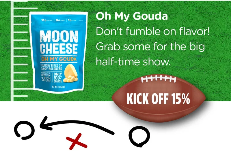 Moon Cheese | Garlickin’ Parmesen: Smooth and reliable, like Travis Kelce’s perfect pass or the legion of Swifties.