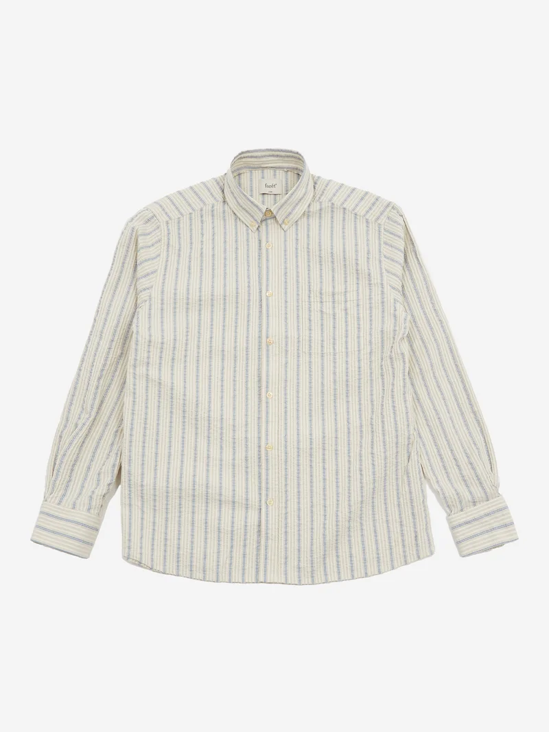 Image of Foret Crest Dove Shirt - Blue Stripe