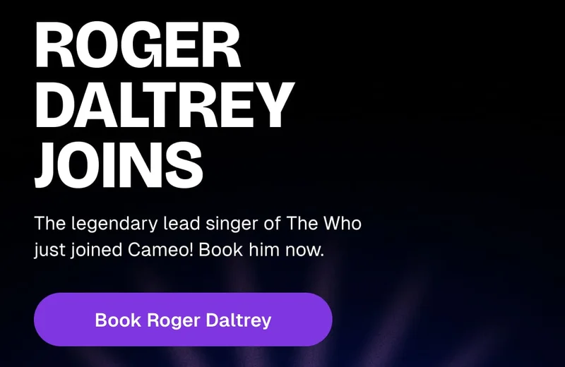 Roger Daltrey Joins - Book Now