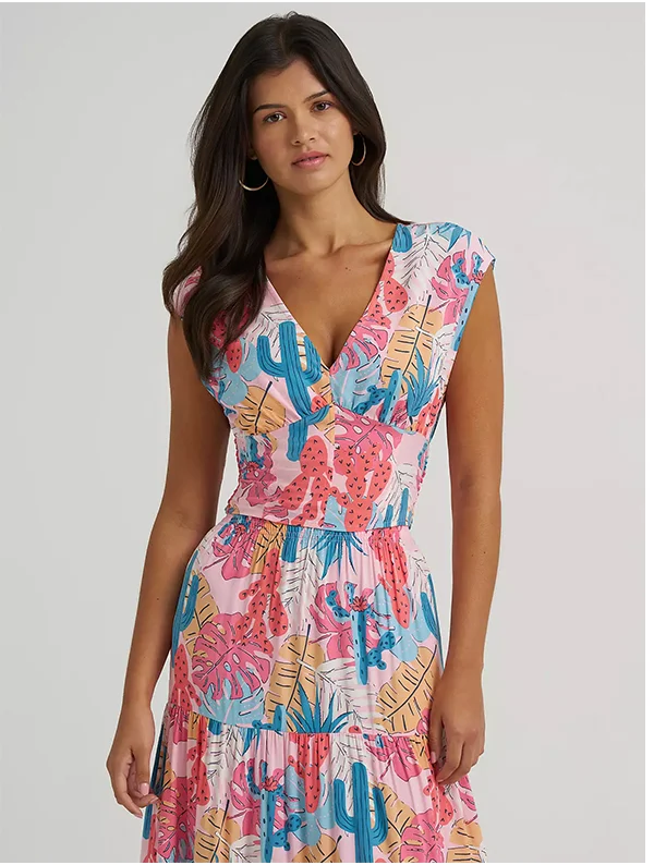 Women's Wrangler Smocked Crop Printed Blouse